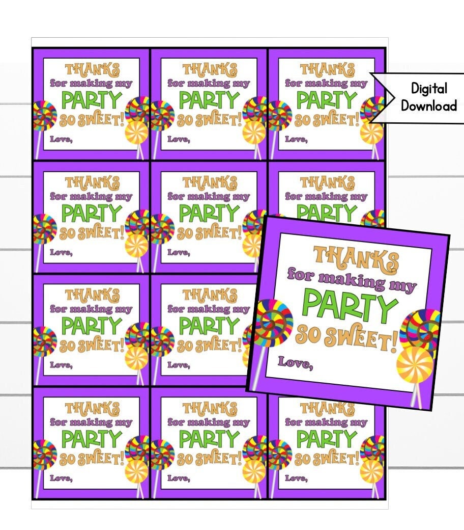 Willy Movie Chocolate Birthday Party Favors tag, printable party decor, Charlie and the Chocolate Factory party, Candy, Thanks Party Sweet