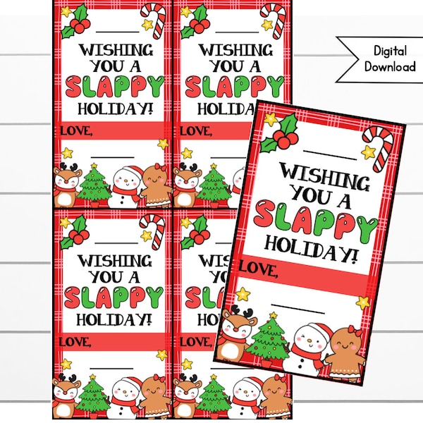 Christmas Slap Bracelet Class Gift, Printable, Preschool Gift, Kindergarten Present, Holiday Exchange, Class Party, Non Candy Christmas