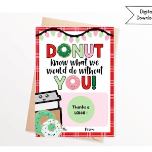 Titular de la tarjeta de regalo de café de Navidad, Maestro, Dunkin', Vacaciones de entrenadores, Gracias por un café con leche, Dunkin Donuts, Café, Starbucks, PTA, Etiqueta de Navidad