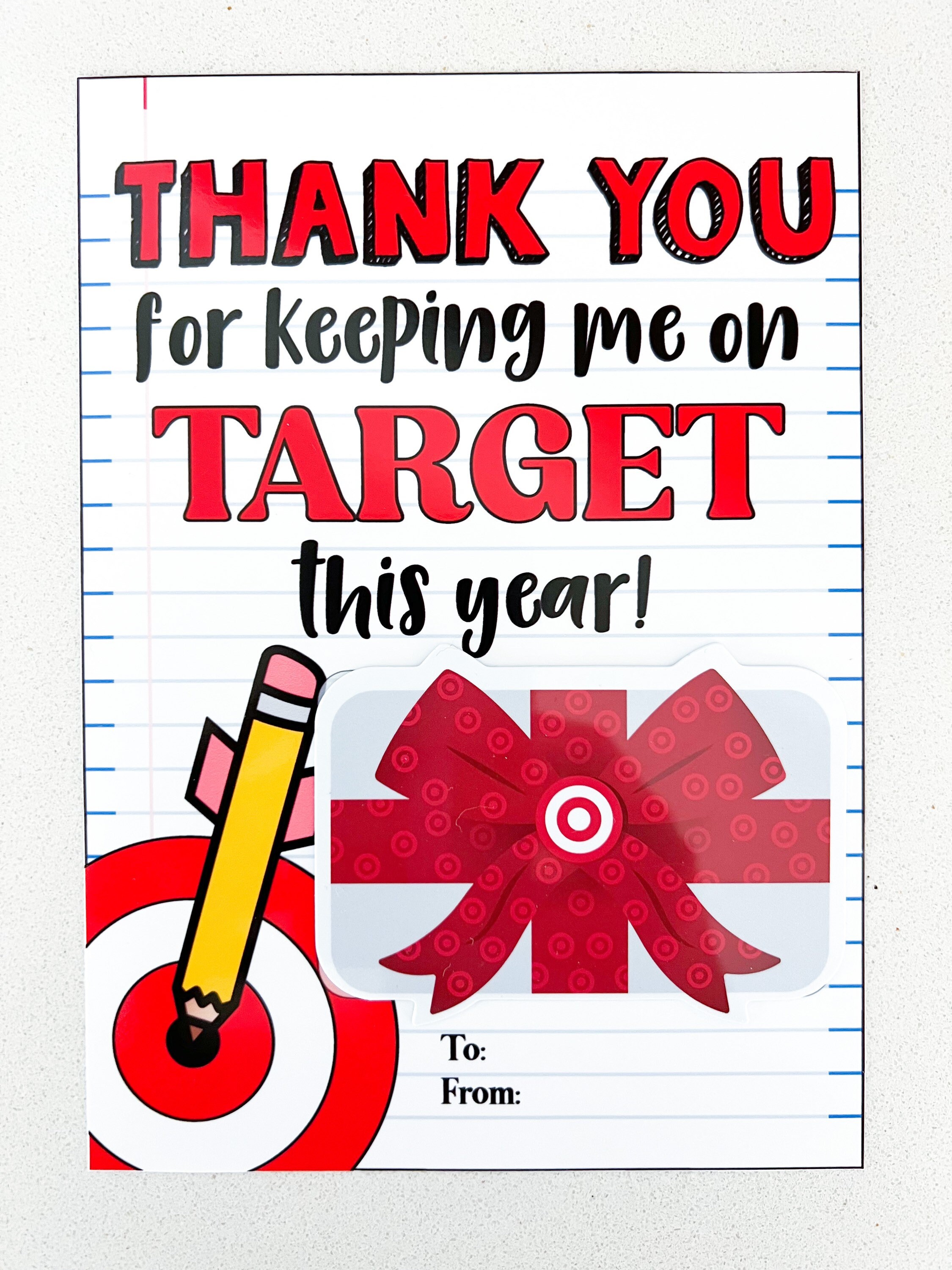 Target Teacher Appreciation Gift Card Holder Back to Etsy