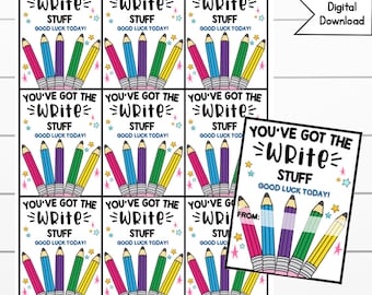 Pencil Good Luck Tag, Testing Day Printable Tags, You've Got the Write Stuff Digital Download, Testing Tags, PTO, PTA, Snack Tag, Class Gift