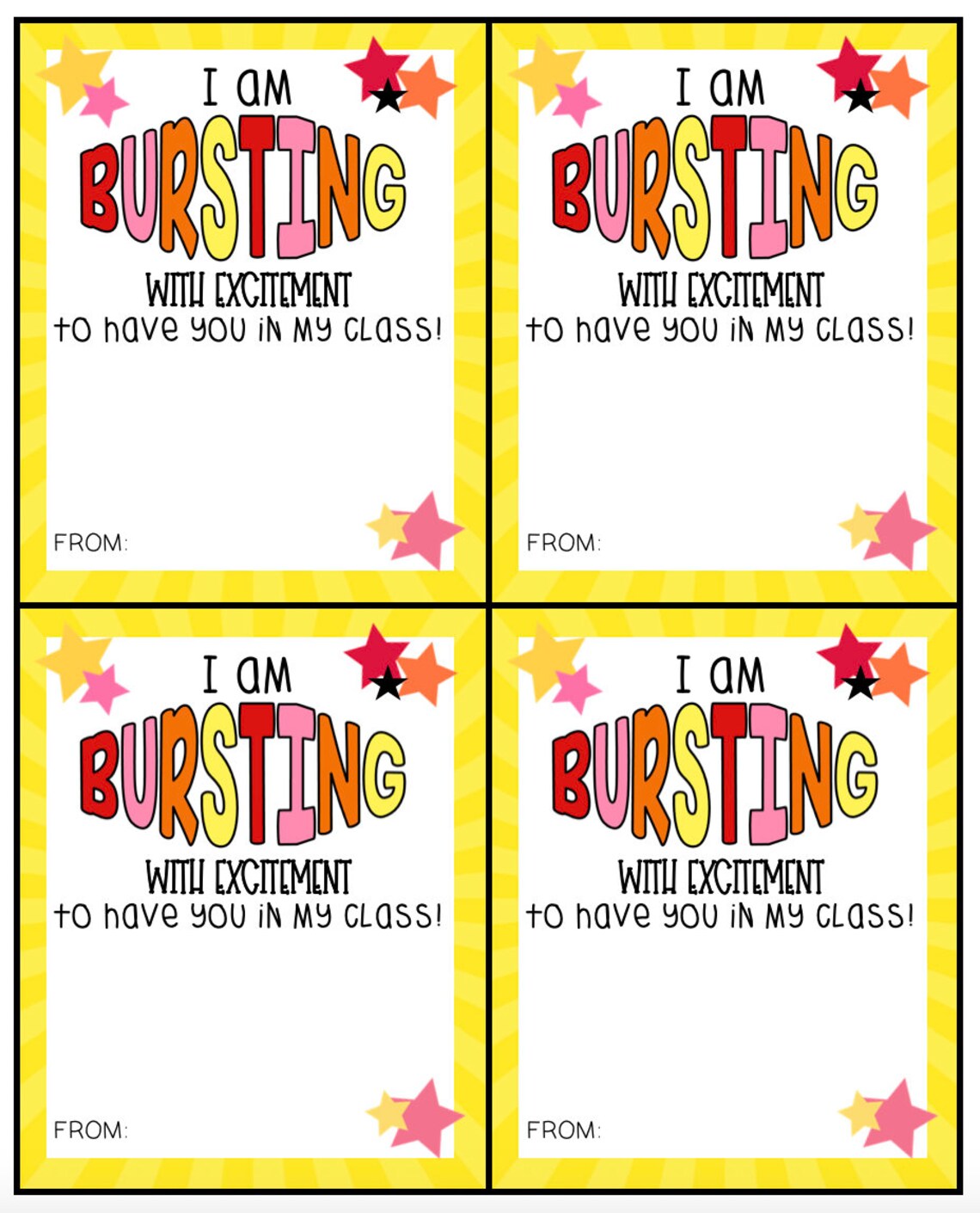 Back to School Starburst Gift Tag: Printable Student Welcome (digital ...