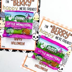 Fruit Snack Gummy Halloween Imprimible, Etiqueta de intercambio para niños pequeños, Preescolar, Jardín de infantes, Regalo de primaria, Fiesta de Halloween de maestros estudiantes