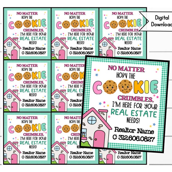 Realtor Tag, Open House, Referrals, Promotional Cookie Gift, Open House Marketing, Real Estate Agent Gifts | Promotional Business Cards