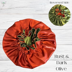Rustic Olive| Silky Satin Sleeping Bonnet| Hair Bonnet for Women| Adult| Baby Bonnet|Silky Satin Bonnet Gift| Reversible Satin Bonnet