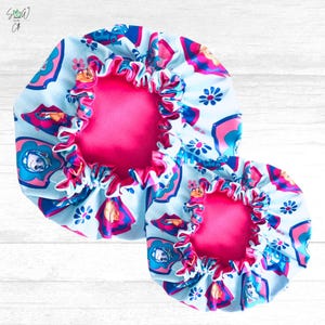 Mommy and Me Character Bonnets | Custom Satin Hair Bonnets | Adult Bonnet | Baby Bonnet | Child Bonnet | Reversible Bonnet