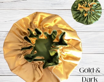 Schimmernde Olive Seidiger Satin Schlafmütze | Haarhaube für Frauen | Erwachsener | Baby Mütze|Haar seidig Satin Mütze Geschenk| Wende Satin Mütze