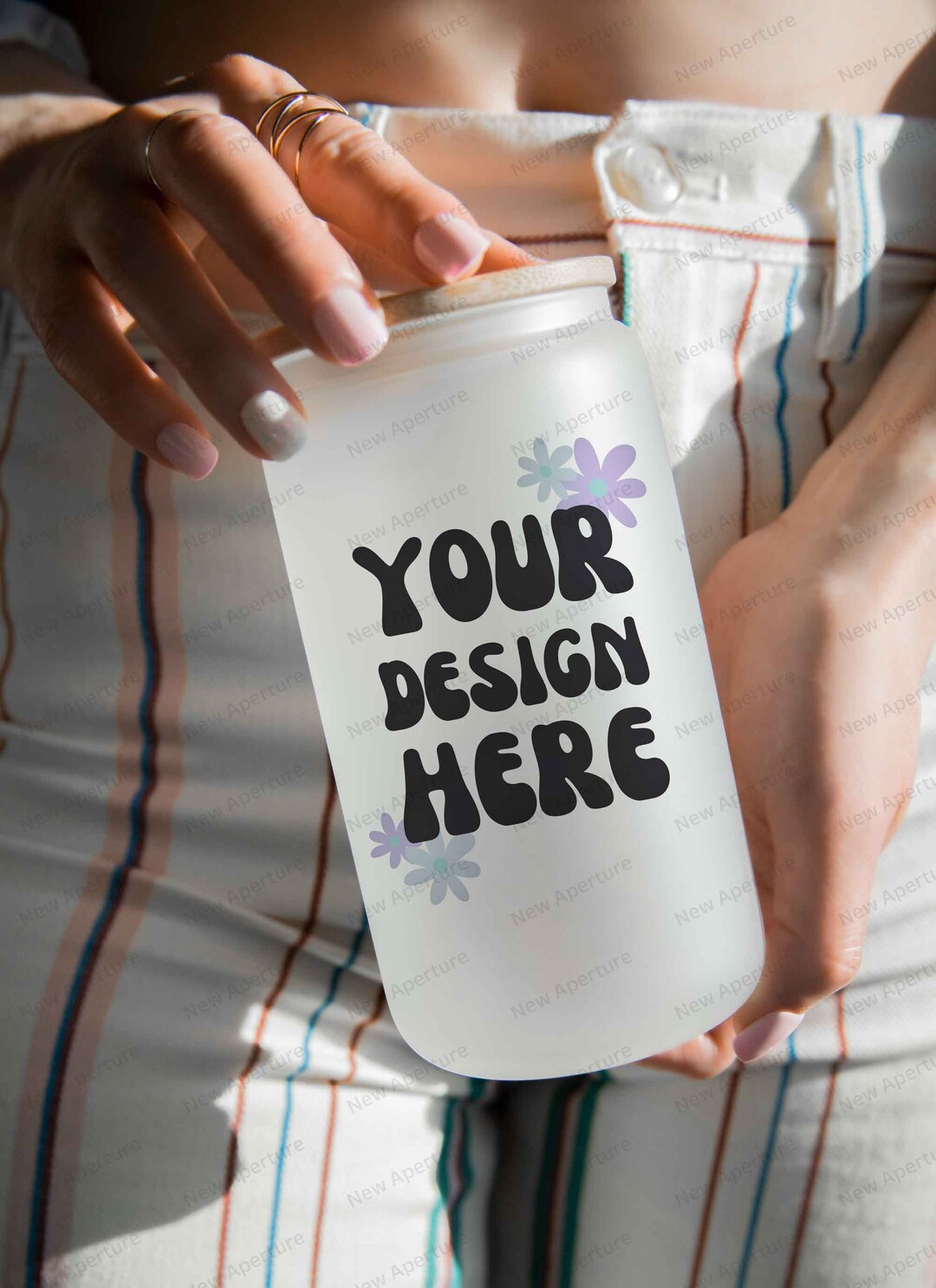 16oz Frosted Beer Can Glass Bottle Mockup Photostock Bottle With Hand