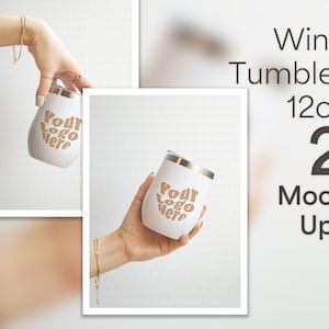 Wine Tumbler Mockup Bundle | 12oz Wine Tumbler Mockup | White Tumbler Mockup | Boho Tumbler Mockup