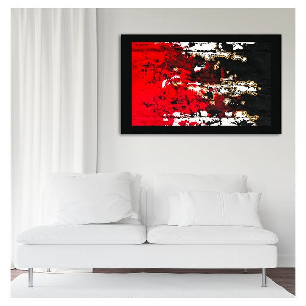 Black and Red Abstract Printable Wall Art, Large Modern Home Decor, Digital Instant Download, Living Room Wall Art, Acrylic Painting Print