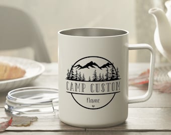 Personalisierter Camping-Becher: 10 Unzen isolierter Edelstahlbecher mit Deckel