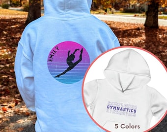 Youth Gymnastics Hoodie: Customizable Sunset Back Print