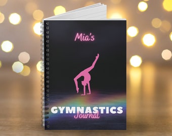 Personalized Gymnast Journal: Neon Design Spiral Notebook