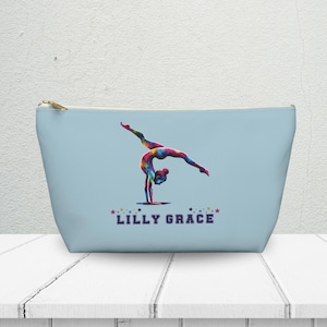 Customizable Gymnast Zip Star Pouch - Personalized Name, Choice of Zip Color, Ideal Gift (Accessory Pouch w T-bottom)