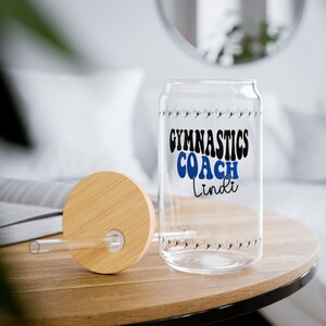 Personalized Gymnastics Coach Glass Sipper: Custom Name 16oz Tumbler image 1