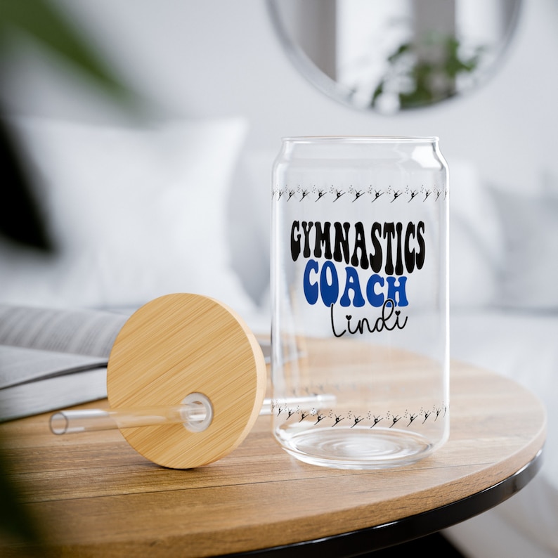 Personalized Gymnastics Coach Glass Sipper: Custom Name 16oz Tumbler image 1