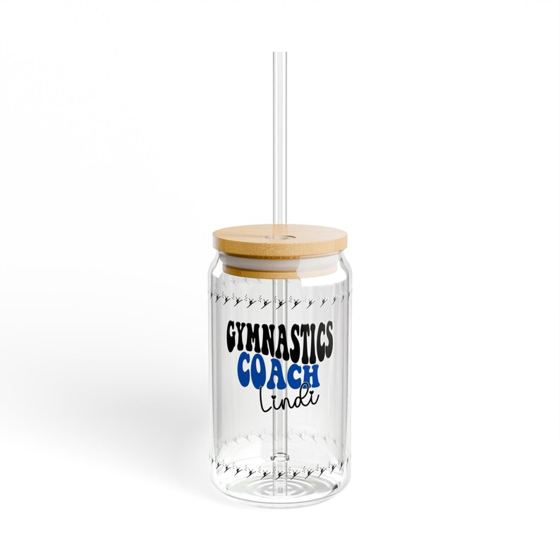 Personalized Gymnastics Coach Glass Sipper: Custom Name 16oz Tumbler image 6