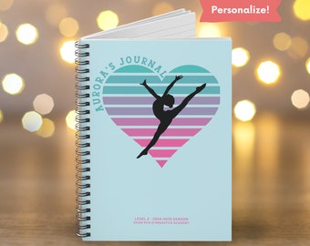 Personalized Gymnast Journal: Sunset Heart Spiral Notebook