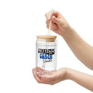 Personalized Gymnastics Coach Glass Sipper: Custom Name 16oz Tumbler image 4