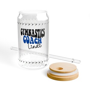 Personalized Gymnastics Coach Glass Sipper: Custom Name 16oz Tumbler image 5
