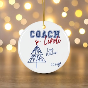 Gymnastics Coach Ornament Personalized with the Coach name and Your Child or Team Name