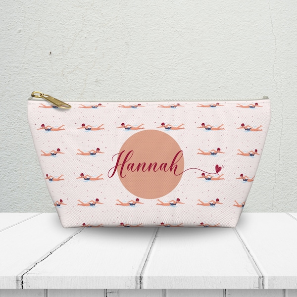 Customizable Swim Zip Pouch - Personalized Name, Choice of Zip Color, Ideal Gift (Accessory Pouch w T-bottom)