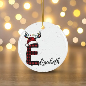 Personalized Plaid Alphabet Ornament - Custom Name & Initial - Festive Holiday Gift