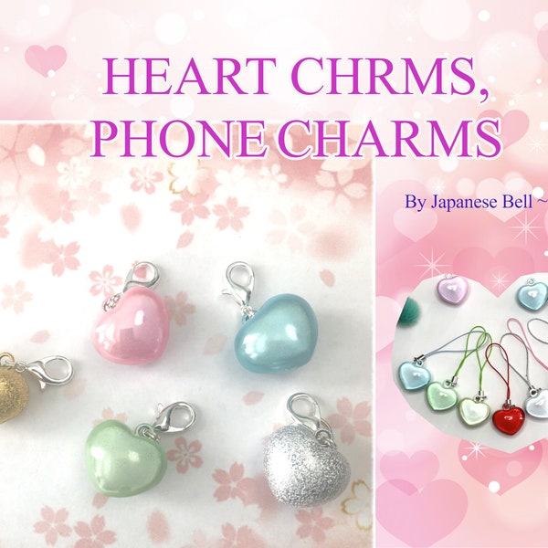 A little plump cute heart shapes bell charms for gifts, purse charms...