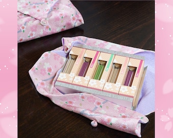Japanese Cherry Blossom Incense Set with Fukusa Cloth