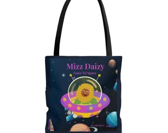 Tote Bag Children's Book Tote Bag Outer Space Tote Bag Mizz Daizy Goes To The Space Book Cover AOP Tote Bag ***