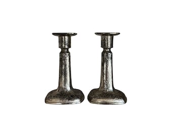 Vintage Silver Candlesticks, Hammered Floral Candle Holders, Ornate Silver Decor, Collected Interiors, Antique Style Home Decor