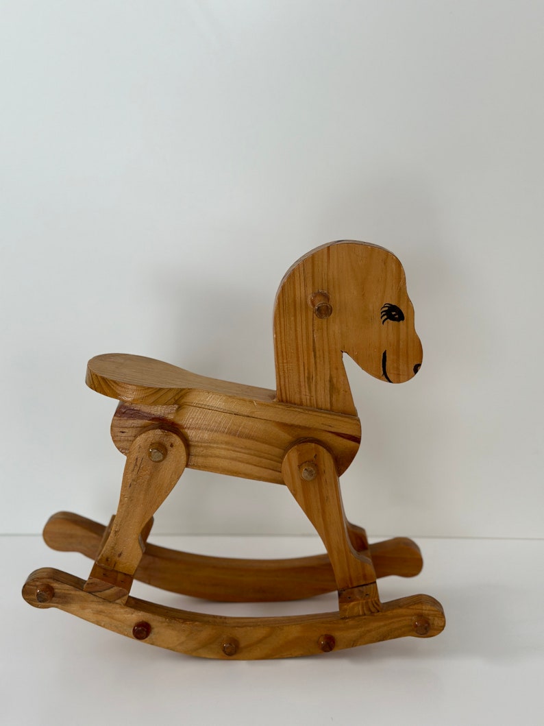 Vintage Handmade Rocking Horse, Small Rocking Horse, Doll Rocking Horse