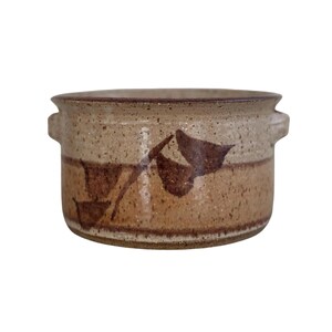 Vintage Glazed Pottery Bowl: Brown Handmade Decorative Pottery