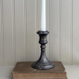 Vintage Silver Plate Candle Holder: Tarnished Rustic Decor (5.5&quot;H)