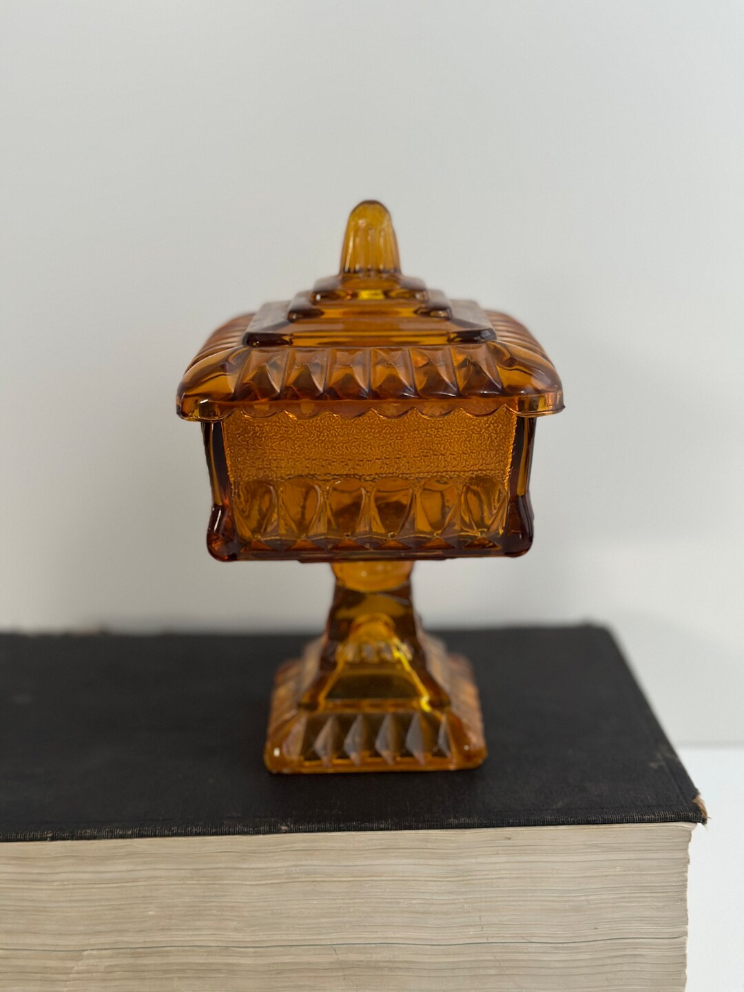 Vintage Amber Glass Candy Dish, Amber Glass, Vintage Candy Dish, MCM Decor, Mid Century Modern