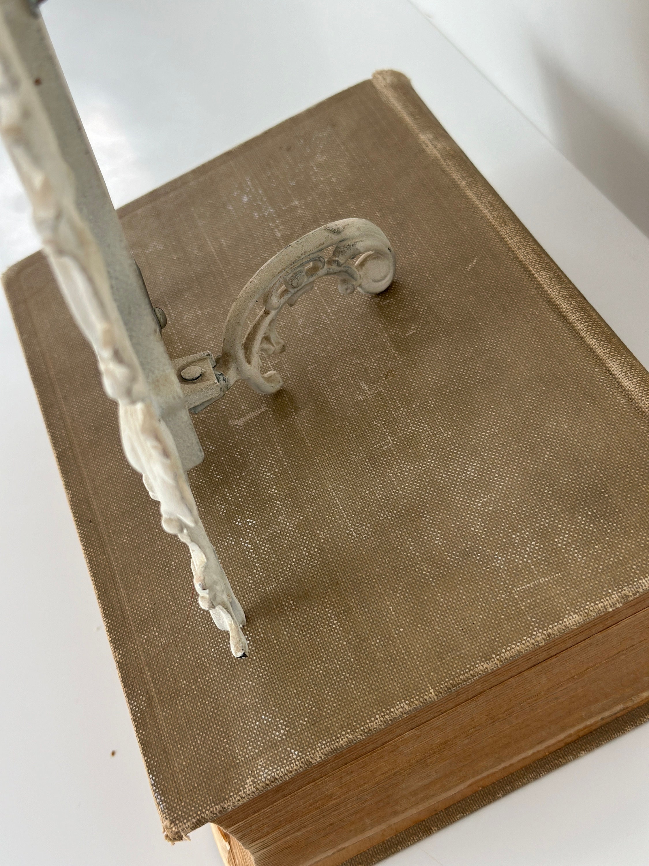 Vintage White Cast Iron Mirror, White Ornate Mirror, Antique White Cast