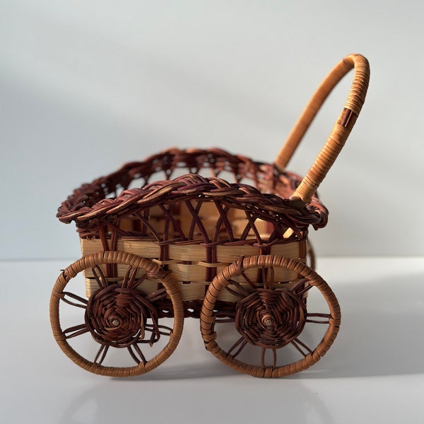 Vintage Wicker Buggy, Boho Wicker Buggy, Imperfect Wicker Buggy, Vintage Nursery Decor, Vintage Kids' Room Decor