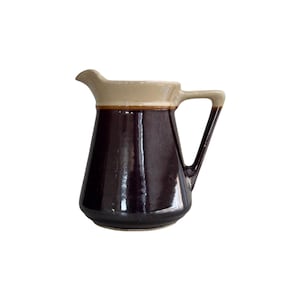 Vintage Brown Pottery Pitcher: Striped Stoneware, Rustic Farmhouse Decor