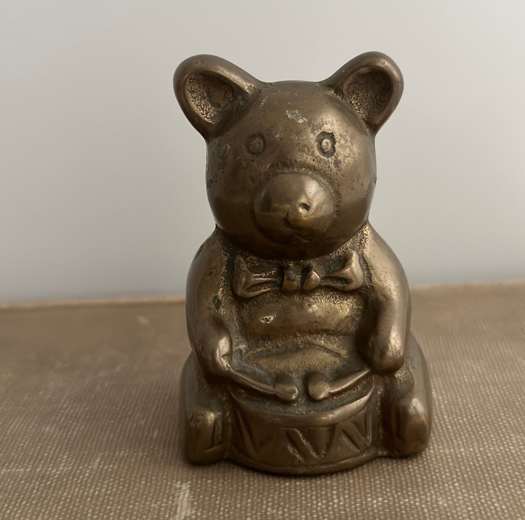 Vintage Small Brass Teddy Bear Brass Bear Antique Brass Etsy