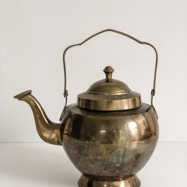 Antique Brass Tea Pot Etsy