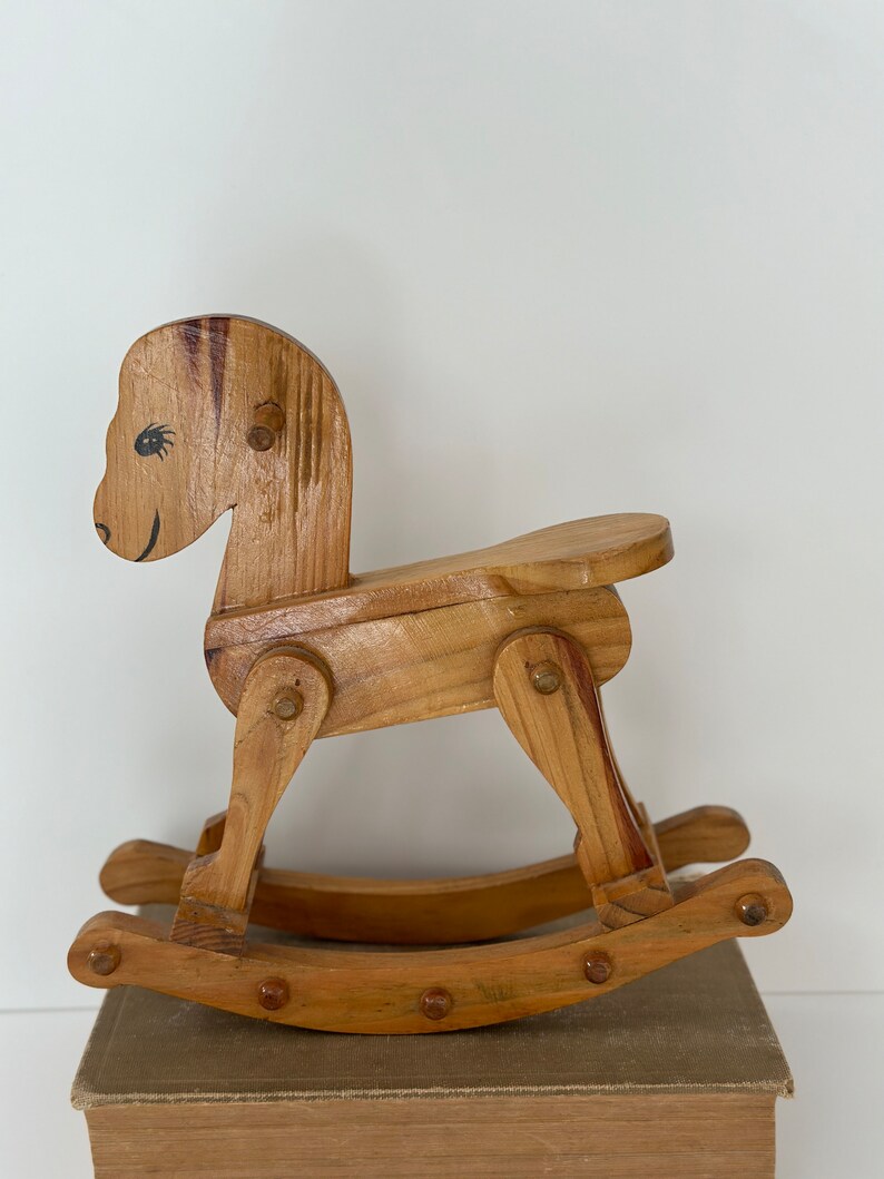 Vintage Handmade Rocking Horse, Small Rocking Horse, Doll Rocking Horse
