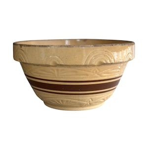 Cuenco vintage de cerámica Robinson Ransbottom Roseville, color amarillo, decoración de cocina rústica, gres rústico