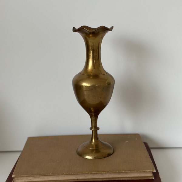 Vintage Brass Vase, Antique Brass Fluted Vase, Vintage Decor, Found Brass Decor, Fluted Brass, Found