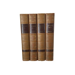 Antique Leather Book Set – Tom Jones by Henry Fielding – Vintage Decorative Books, Warm Neutral Shelf Styling, Collected Home Decor
