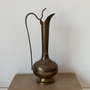 Antique Brass Pitcher, Vintage Brass Pitcher for Display, Decorative Brass Pitcher, Rustic Brass Pitcher, Vintage Home Decor, Brass Accent