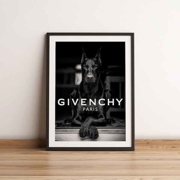 Luxury Fashion Doberman Wall Art, Luxury Fashion Poster, Printable Luxury Fashion Wall Art, Designer Prints Doberman, Luxury Dog Poster