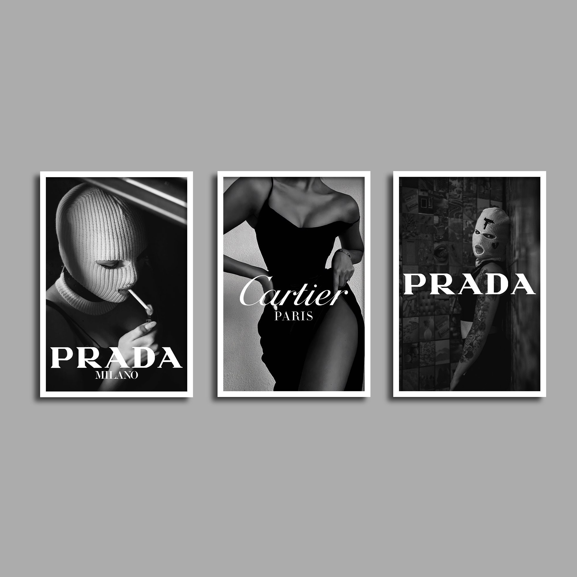 Luxury Fashion Themed Wall Art Set of 3, Luxury Designer Wall Art, Hype