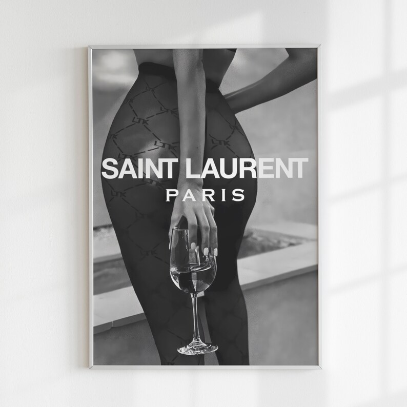 Black and White Designer Print Large Poster Download Fashion Etsy