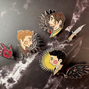 Supernatural Inspired Chain Pins Winchesters Castiel Destiel