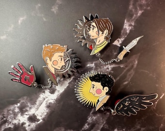 Supernatural Inspired Chain Pins Winchesters Castiel Destiel